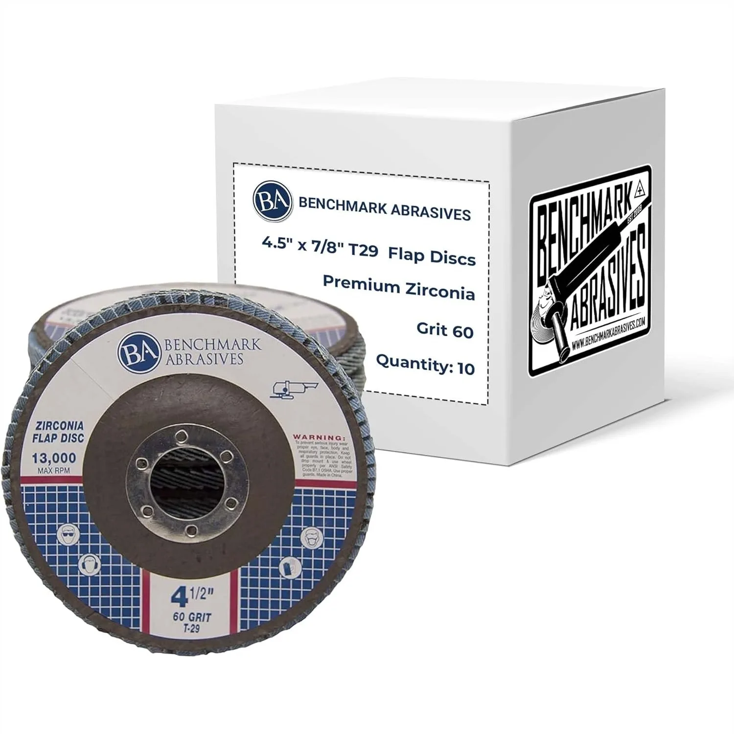 4.5" x 7/8" Zirconia T29 Flap Discs 60 Grit for Angle Grinder, 10 Pack - Sanding & Stock Removal
4.5" x 7/8" Zirconia T29 Flap Discs 60 Grit for Angle Grinder, 10 Pack - Sanding & Stock Removal