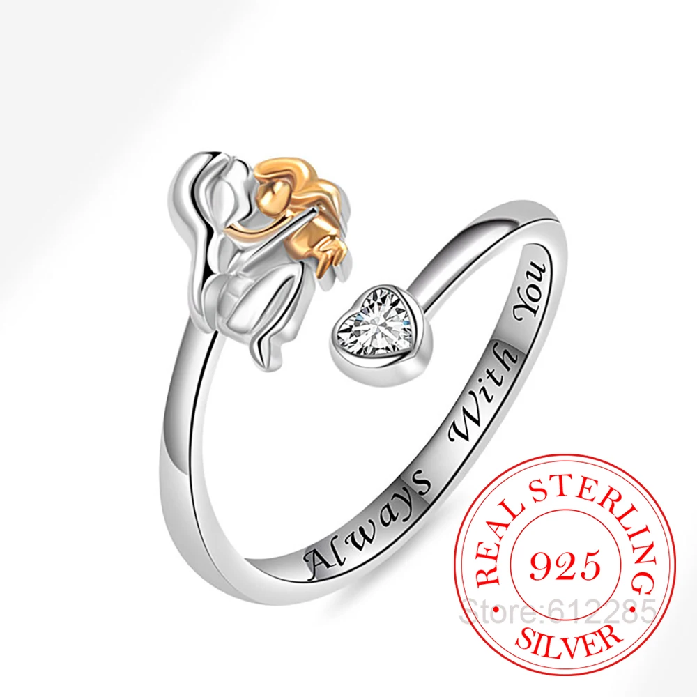 925 Sterling Silver Crystal Heart Mother and Daughter Embracing Finger Rings for Women Thanksgiving Day Mother's Day Gift
925 Sterling Silver Crystal Heart Mother and Daughter Embracing Finger Rings for Women Thanksgiving Day Mother's Day Gift