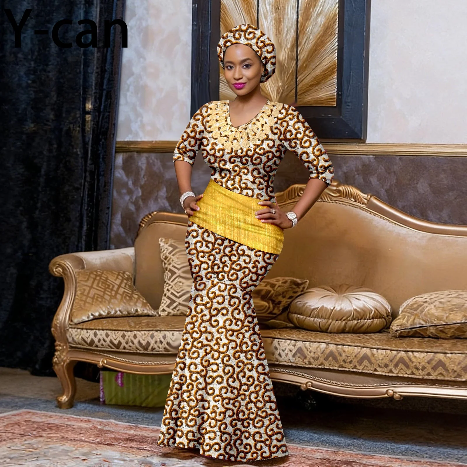 Luxury African Party Dresses for Women Half Sleeve O-neck Embroidery Gown with Headscarf Ankara Print Wedding Wear 2625049
Luxury African Party Dresses for Women Half Sleeve O-neck Embroidery Gown with Headscarf Ankara Print Wedding Wear 2625049