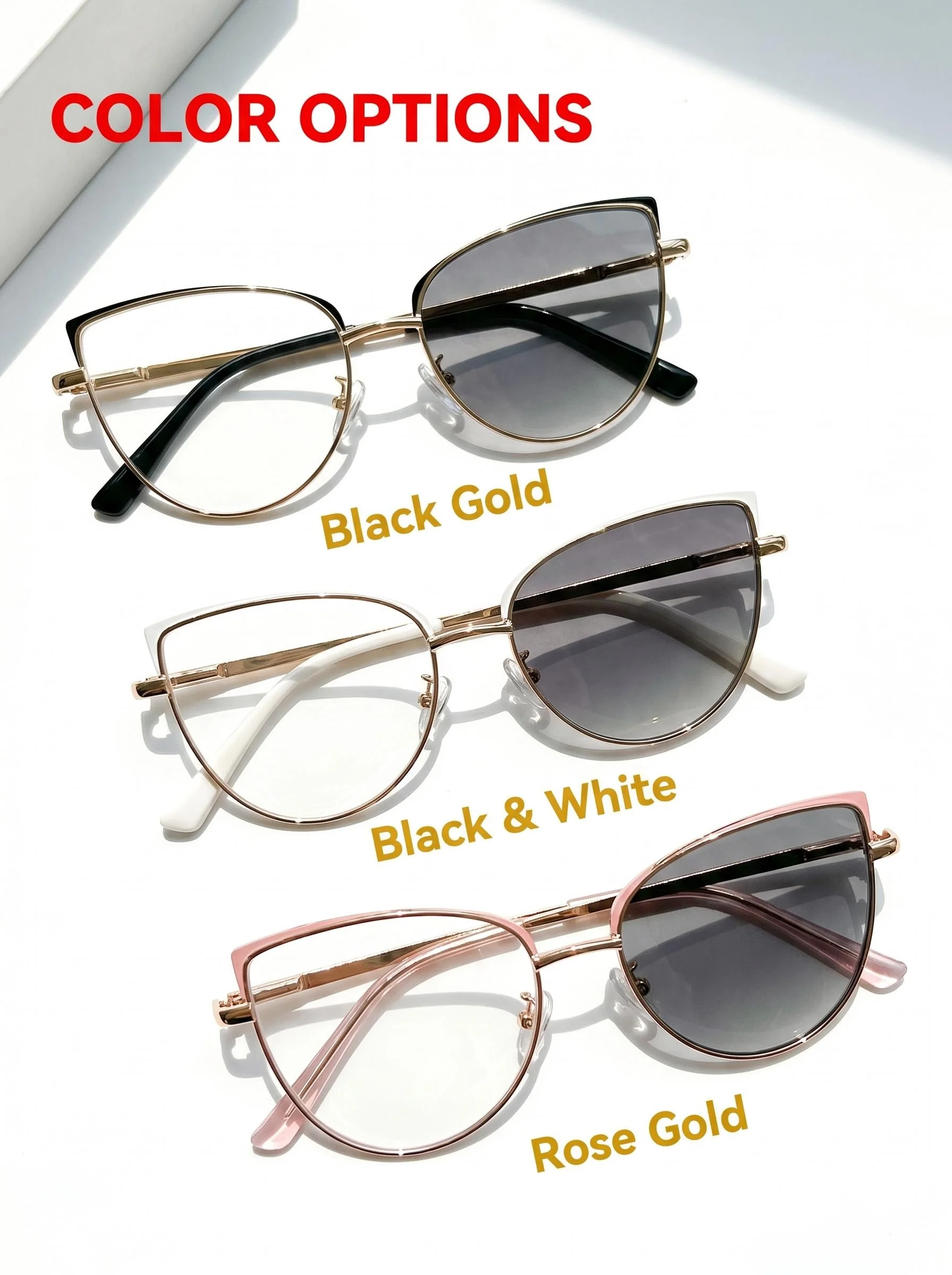 Women's Cat Eye Photochromic Sunglasses 3 Colors Optional UV400 Protection Metal Frame Fashion Gradient Lens Sun Glasses
Women's Cat Eye Photochromic Sunglasses 3 Colors Optional UV400 Protection Metal Frame Fashion Gradient Lens Sun Glasses