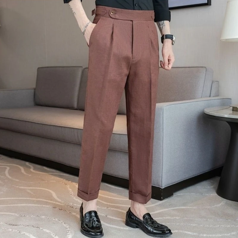 Straight Suit Trousers for Men Elegant Formal Work Wear Classic Designer Clothes Korean Style High Quality Up Man Suits Pants
Straight Suit Trousers for Men Elegant Formal Work Wear Classic Designer Clothes Korean Style High Quality Up Man Suits Pants