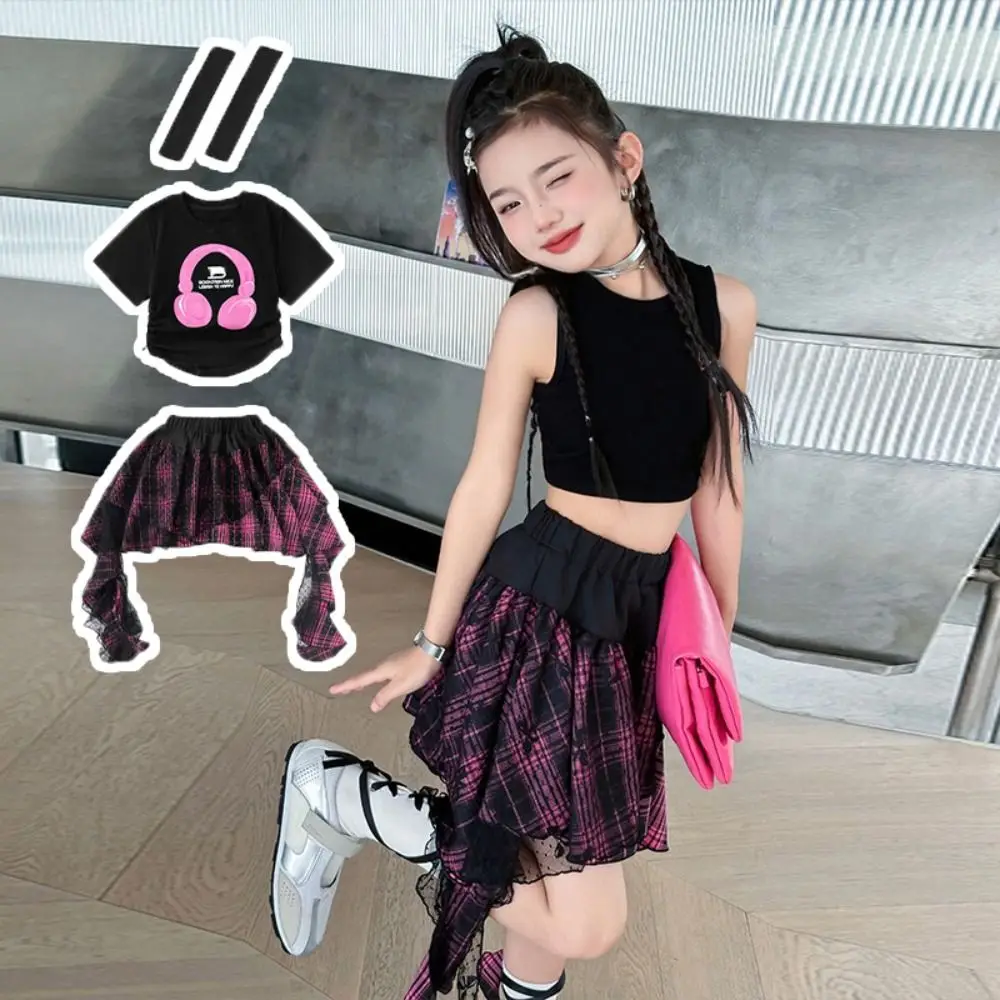 Ins Style Streetwear Girls Hip Hop Clothes Stage Wear Jazz Children Dance Costume Teens Irregular T-shirt Plaid Skirt Set Summer
Ins Style Streetwear Girls Hip Hop Clothes Stage Wear Jazz Children Dance Costume Teens Irregular T-shirt Plaid Skirt Set Summer