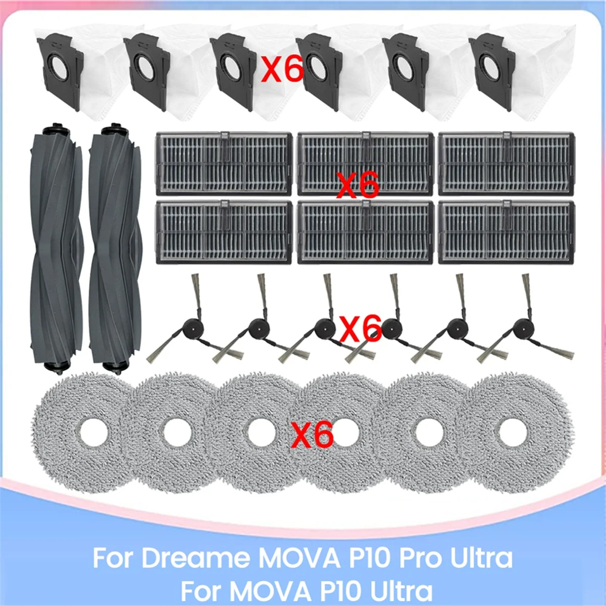 26PCS for Dreame Mova P50 Pro Ultra/ P10 Pro Ultra/ P10 Ultra Spare Parts Brush Hepa Filter Mop Cloth Dust Bag Parts
26PCS for Dreame Mova P50 Pro Ultra/ P10 Pro Ultra/ P10 Ultra Spare Parts Brush Hepa Filter Mop Cloth Dust Bag Parts