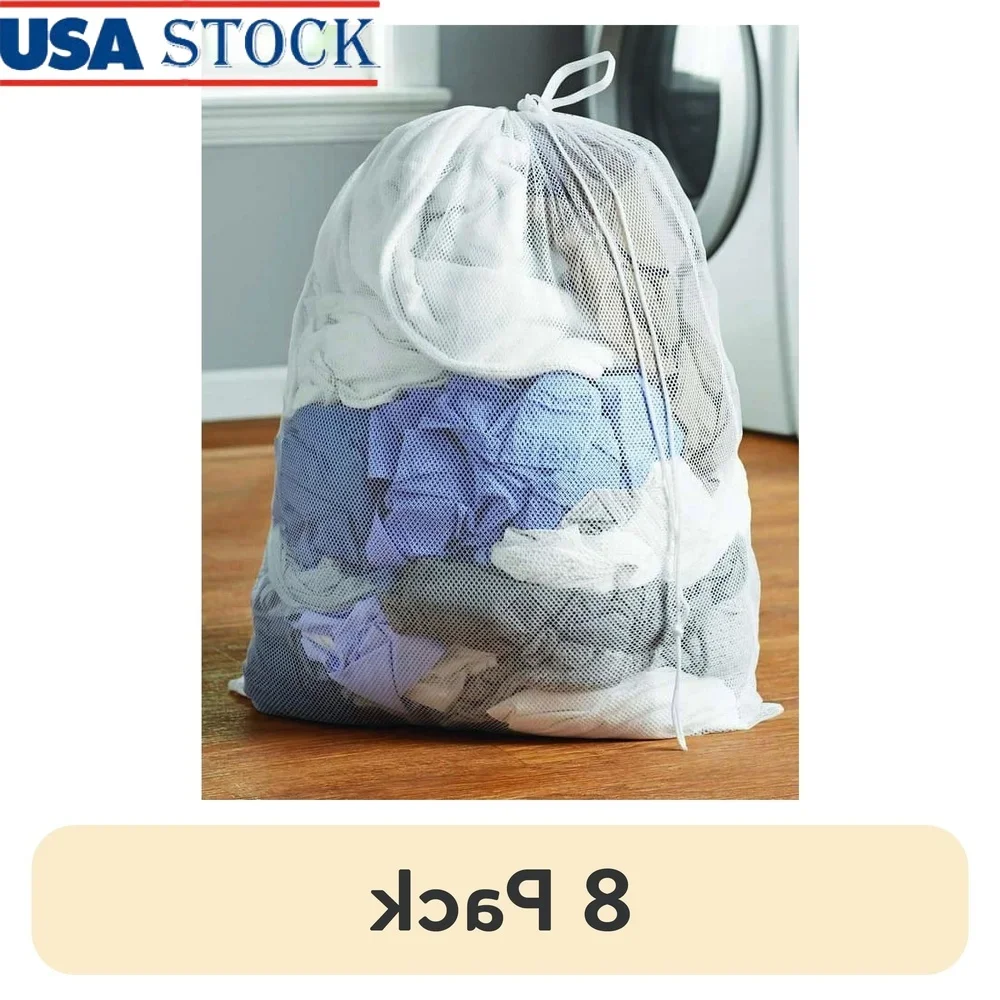 8 Pack White Polyester Mesh Laundry Bags with Drawstring Closure Durable Washable Laundry Tote Sorting Transporting Storage
8 Pack White Polyester Mesh Laundry Bags with Drawstring Closure Durable Washable Laundry Tote Sorting Transporting Storage