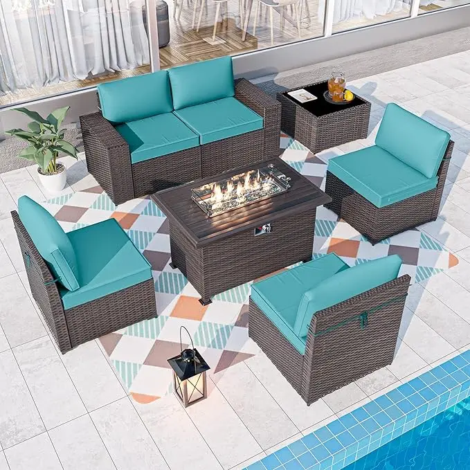 Sectional Sofa with Fire Pit Table, Outdoor Patio Furniture Sets Propane Gas Fire Pit, Patio Sofa Conversation Set
Sectional Sofa with Fire Pit Table, Outdoor Patio Furniture Sets Propane Gas Fire Pit, Patio Sofa Conversation Set