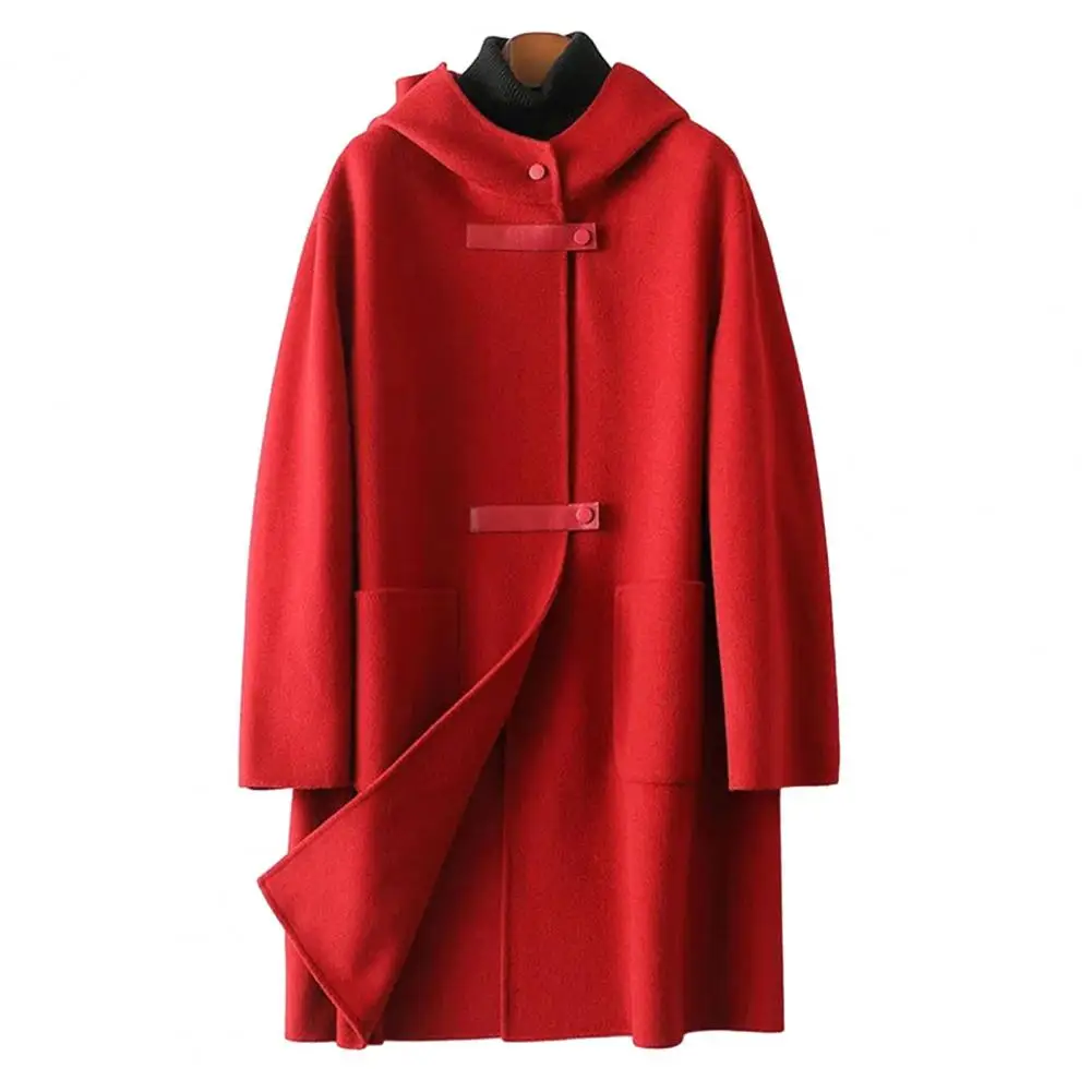 Thick Jacket Women Mid-length Woolen Coat Hooded Long Sleeve Pockets Single Breasted Overcoat Autumn Winter Jacket Streetwear
Thick Jacket Women Mid-length Woolen Coat Hooded Long Sleeve Pockets Single Breasted Overcoat Autumn Winter Jacket Streetwear