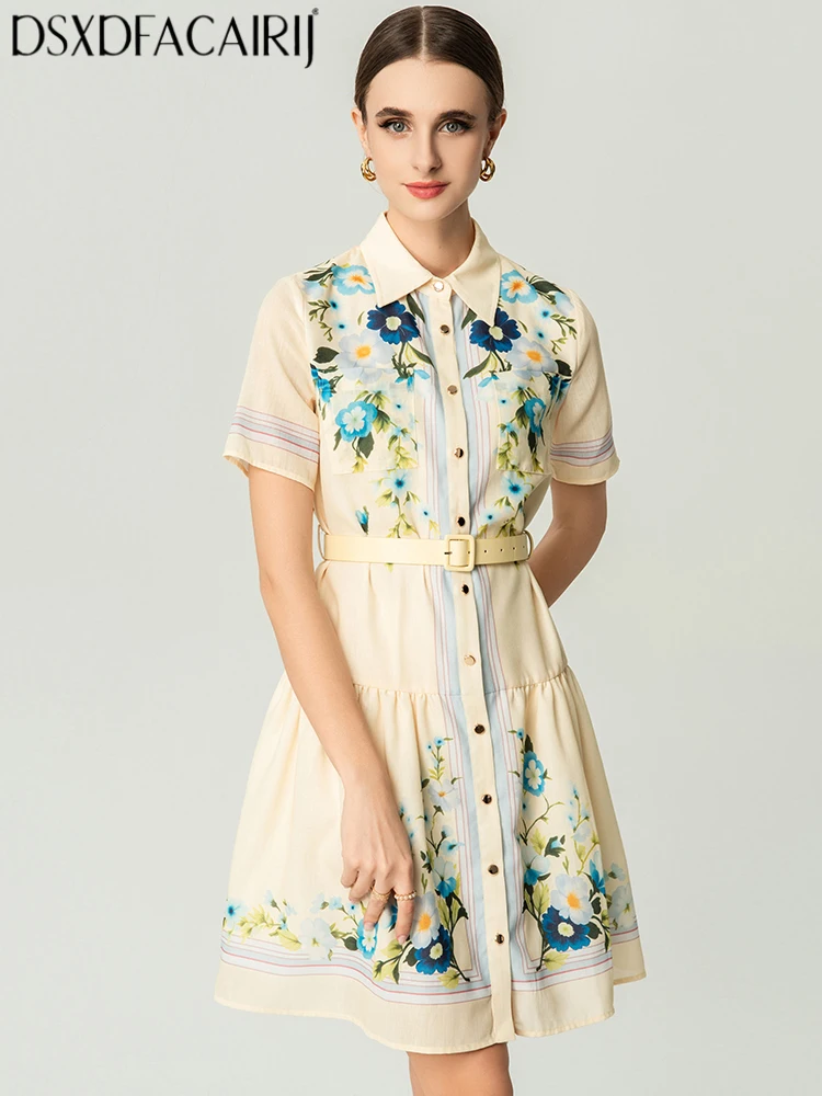 DSFACAIRIJ Vintage Floral Print Dress for Women Turn-down Collar Single Breasted Short Sleeves Sashes Detail Spring 2026 Female
DSFACAIRIJ Vintage Floral Print Dress for Women Turn-down Collar Single Breasted Short Sleeves Sashes Detail Spring 2026 Female