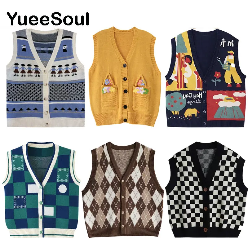 Vintage Cardigan 2023 New Printed Sleeveless Single Breasted Oversized Knitted Vest Women Casual Streetwear Womens Sweater
Vintage Cardigan 2023 New Printed Sleeveless Single Breasted Oversized Knitted Vest Women Casual Streetwear Womens Sweater