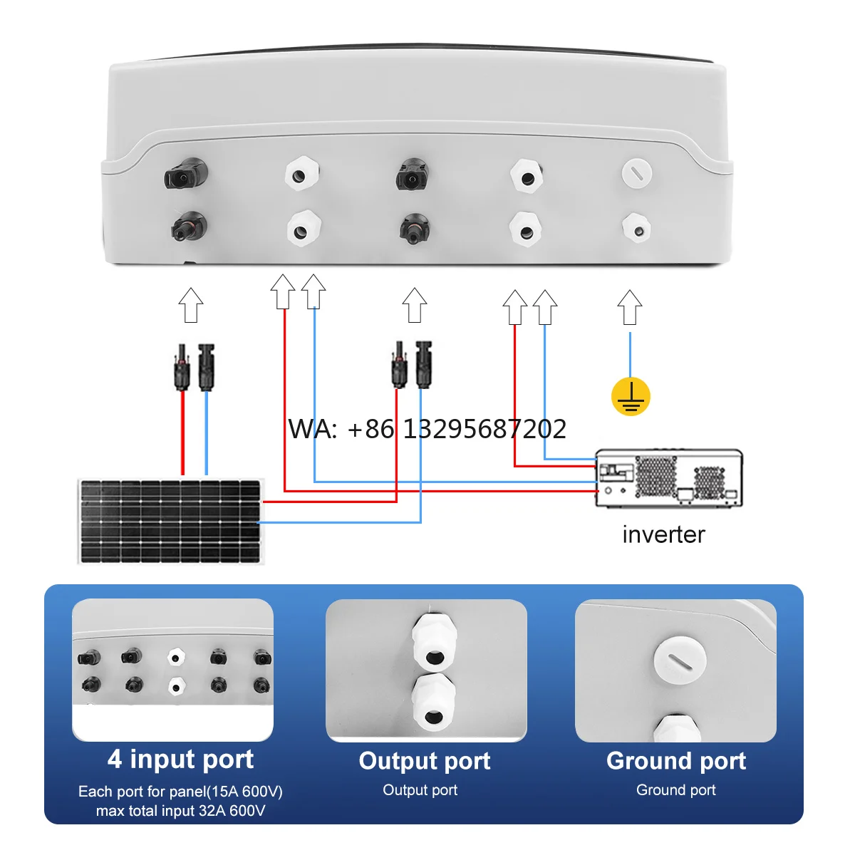 Solar Photovoltaic PV Combiner Box With Lightning Protection 4 Input 2 Out DC 600V Fuse MCB SPD Waterproof Box IP65 18ways
Solar Photovoltaic PV Combiner Box With Lightning Protection 4 Input 2 Out DC 600V Fuse MCB SPD Waterproof Box IP65 18ways