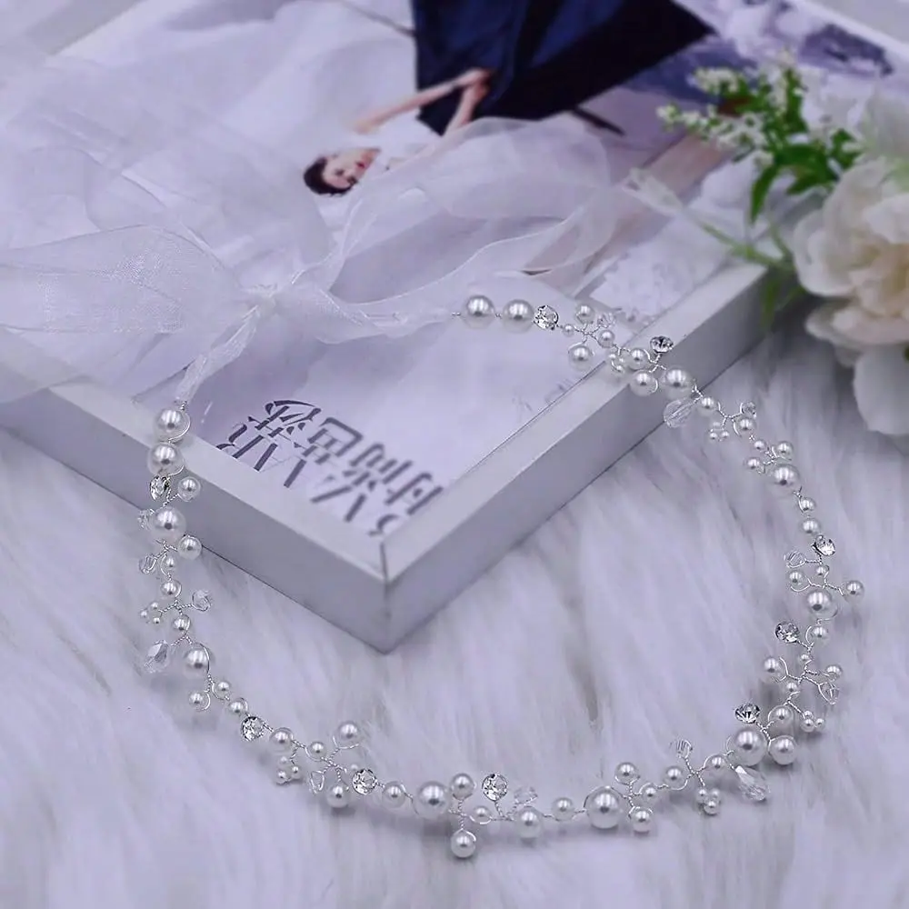 Pearl Wedding Hair Vines For Bridal And Bridesmaids, Crystal Headband Hair Accessories For Women And Girls Color White
Pearl Wedding Hair Vines For Bridal And Bridesmaids, Crystal Headband Hair Accessories For Women And Girls Color White
