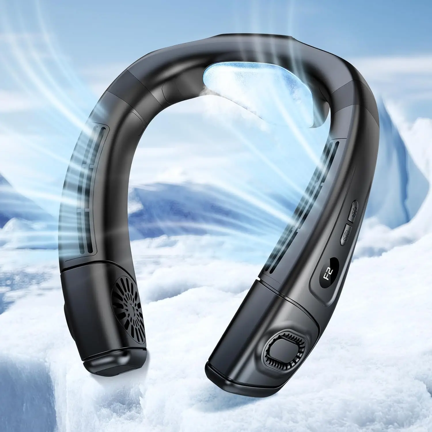 Portable Neck Fan with 8000mAh Battery, Bladeless Cooling Device, Rechargeable and Wearable in Black
Portable Neck Fan with 8000mAh Battery, Bladeless Cooling Device, Rechargeable and Wearable in Black