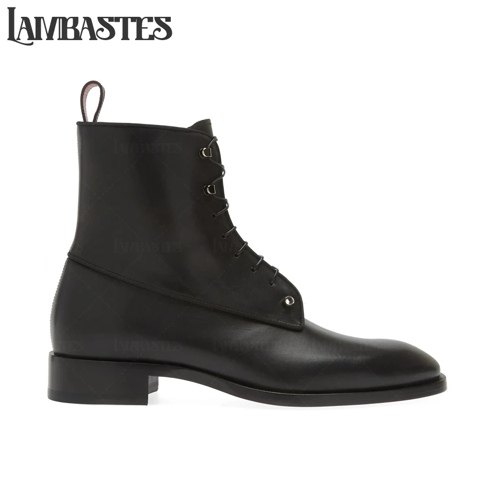 Metal Pin Buckle Lace-Up Boots Black PU Leather Ankle Boots Almond Toe Business Dress Shoes Designer Style Handmade Men's Boots
Metal Pin Buckle Lace-Up Boots Black PU Leather Ankle Boots Almond Toe Business Dress Shoes Designer Style Handmade Men's Boots