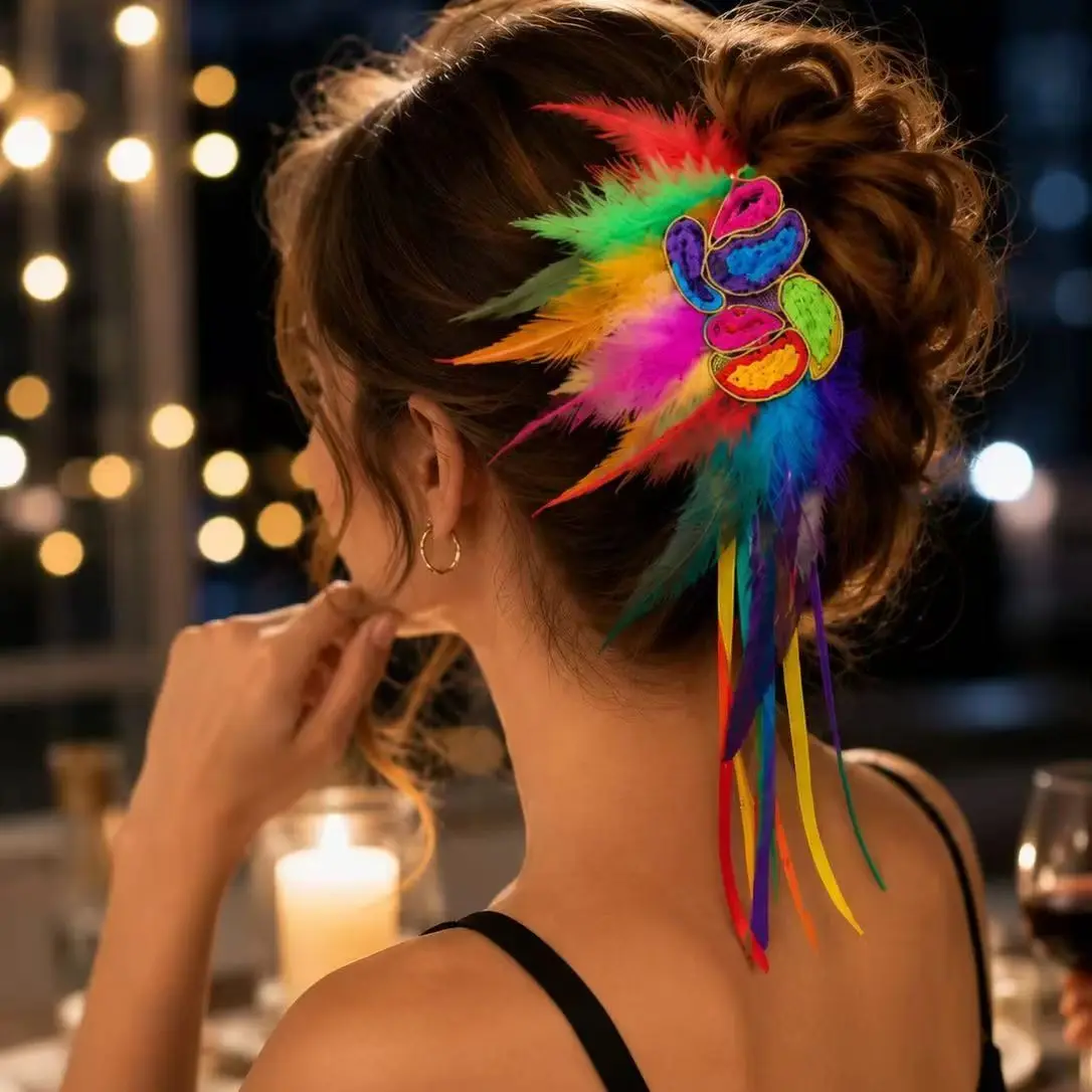Artificial feather colored hair clip, Valentine's Day gift for mom, feather super role-playing, hippie bohemian accessories
Artificial feather colored hair clip, Valentine's Day gift for mom, feather super role-playing, hippie bohemian accessories