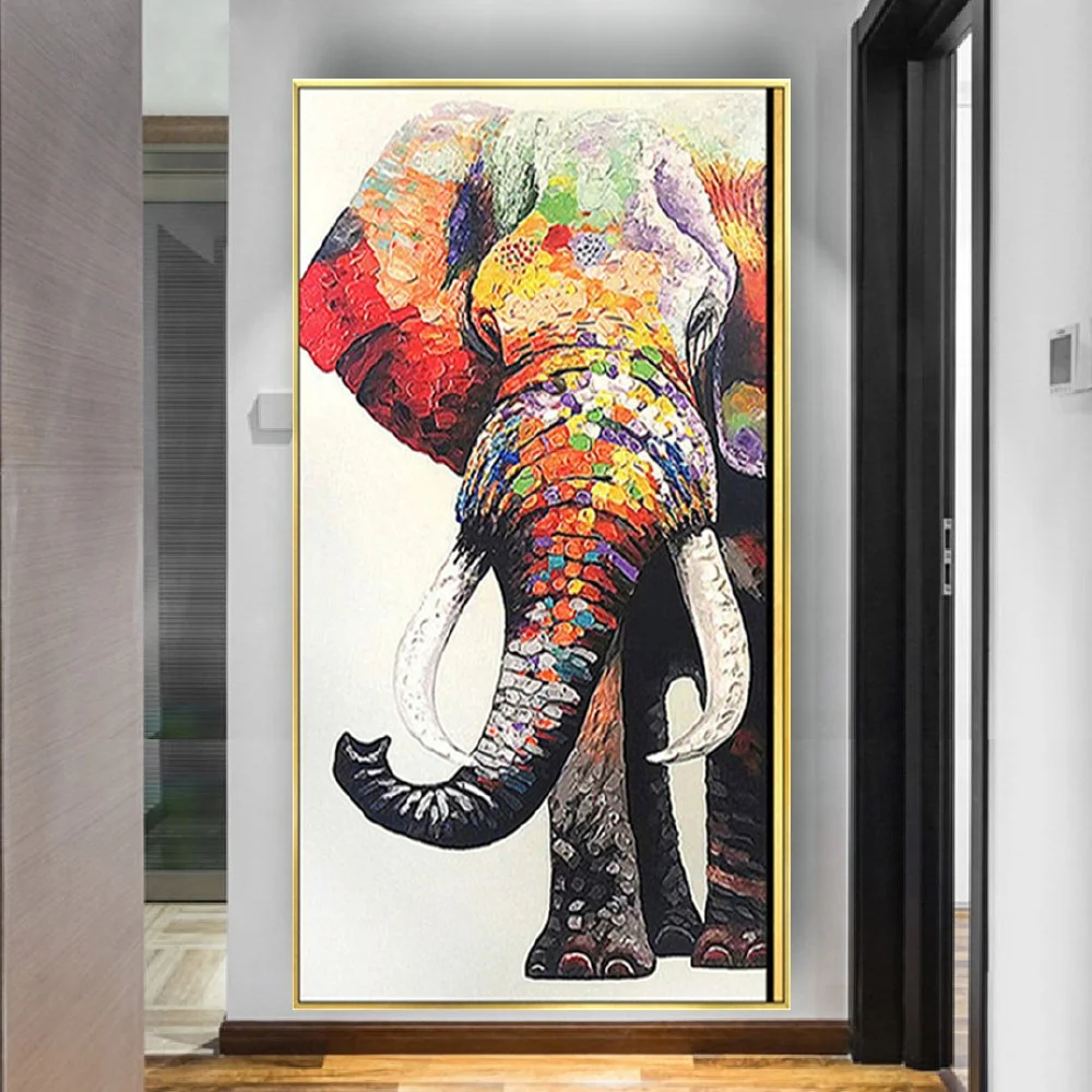 100% Handmade Modern Large Size Elephant Oil Painting On Canvas Wall Art Colorful Texture Animal Pictures For Living Room Decor
100% Handmade Modern Large Size Elephant Oil Painting On Canvas Wall Art Colorful Texture Animal Pictures For Living Room Decor