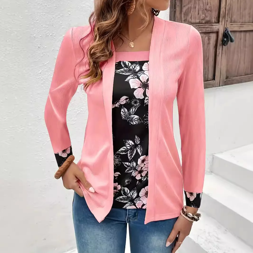2024 Women's T-shirt Summer New Flower Print Fake Two Casual Boat Neck Tee Personality Fashion Temperament Long-sleeve Tops
2024 Women's T-shirt Summer New Flower Print Fake Two Casual Boat Neck Tee Personality Fashion Temperament Long-sleeve Tops