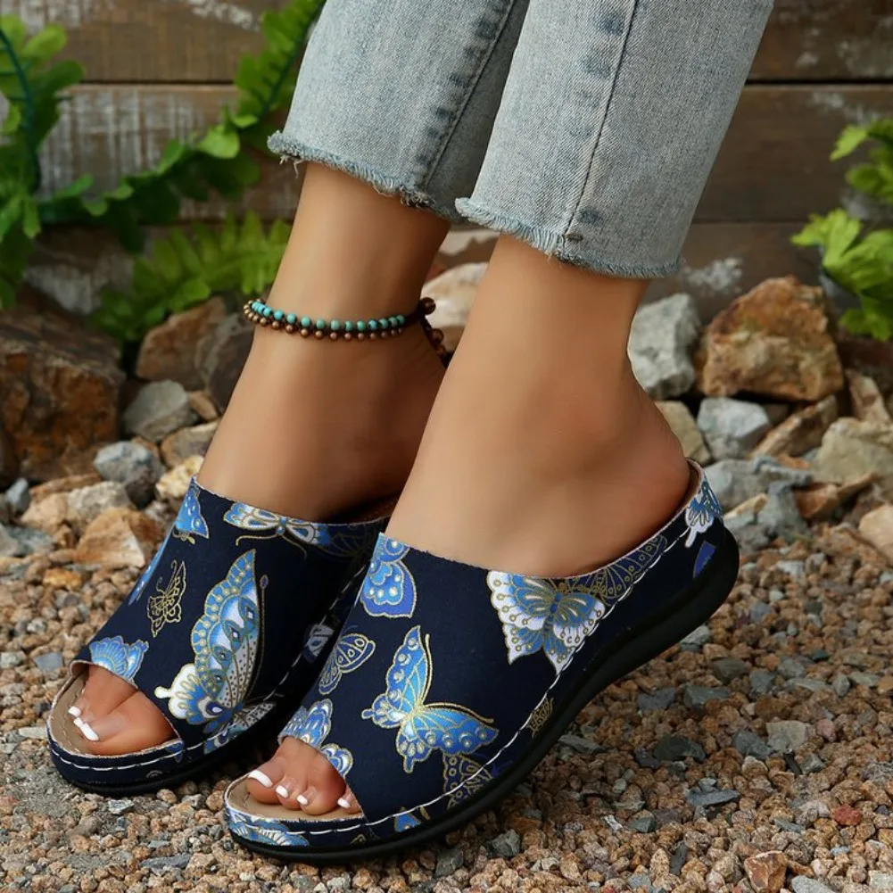 Лето 202, дышащие тапочки с принтом бабочки, женские сандалии большого размера в римском стиле, женские тапочки на танкетке в этническом стиле
Лето 202, дышащие тапочки с принтом бабочки, женские сандалии большого размера в римском стиле, женские тапочки на танкетке в этническом стиле