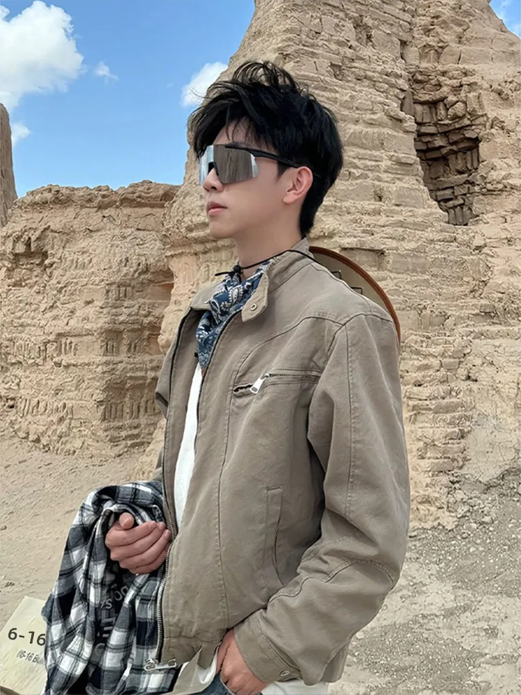 ey American Sle Flight Stand Collar Jaet Men's Autumn Trendy Workwear ort Coat Street Retro Top Ins Casual Loose Fit
ey American Sle Flight Stand Collar Jaet Men's Autumn Trendy Workwear ort Coat Street Retro Top Ins Casual Loose Fit