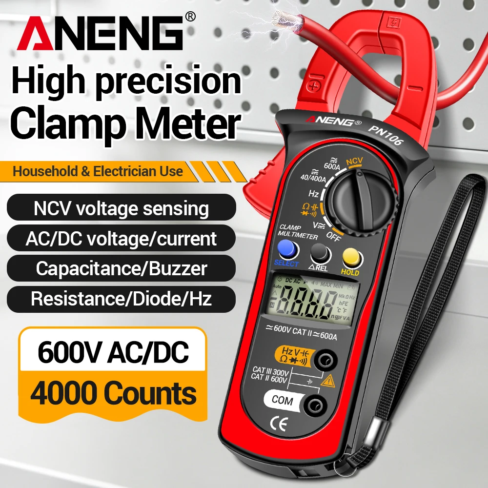 ANENG PN106 Clamp Meter Digital Multimeter 4000 Count AC/DC Current Voltage Tester 600A High Precision Portable Electrician Tool
ANENG PN106 Clamp Meter Digital Multimeter 4000 Count AC/DC Current Voltage Tester 600A High Precision Portable Electrician Tool