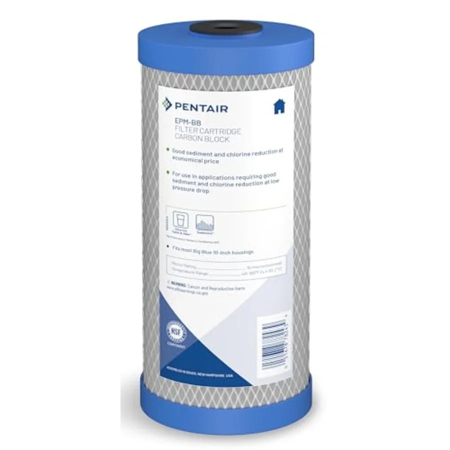 Pentair EPM-BB Big Blue Carbon Water Filter 10-Inch Whole House Modified Epsilon Carbon Block Replacement Cartridge with Bonded
Pentair EPM-BB Big Blue Carbon Water Filter 10-Inch Whole House Modified Epsilon Carbon Block Replacement Cartridge with Bonded
