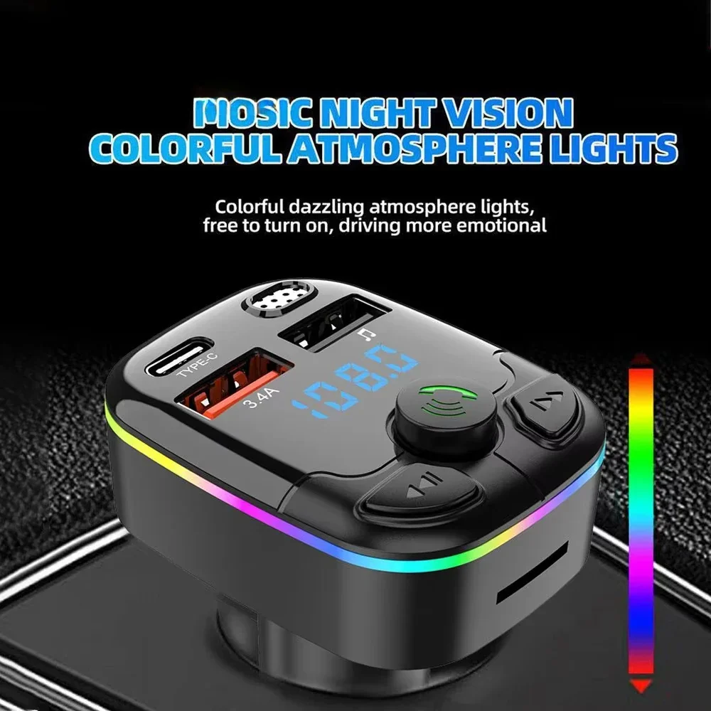 Автомобильный Bluetooth 5,0 FM-передатчик PD Type-C Dual USB 3.1A Быстрое зарядное устройство Красочный окружающий свет Автомобильные аксессуары Плеер Автомобильный радиоприемник
Автомобильный Bluetooth 5,0 FM-передатчик PD Type-C Dual USB 3.1A Быстрое зарядное устройство Красочный окружающий свет Автомобильные аксессуары Плеер Автомобильный радиоприемник
