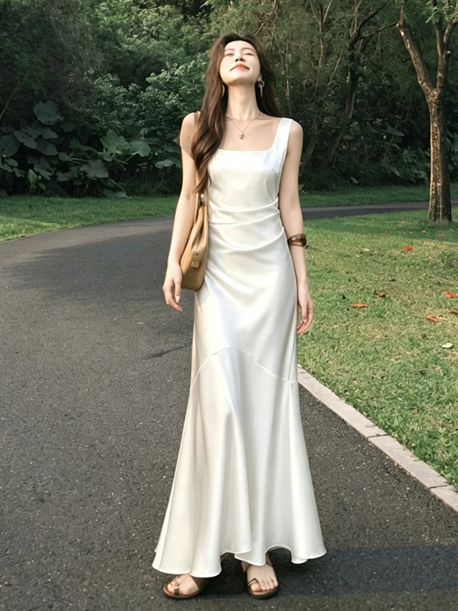 Elegant White Acetate Satin Strapless Gown Women's Fish Tail Long Dress Summer 2026 Luxury Party Dress Formal Occasion Wear
Elegant White Acetate Satin Strapless Gown Women's Fish Tail Long Dress Summer 2026 Luxury Party Dress Formal Occasion Wear