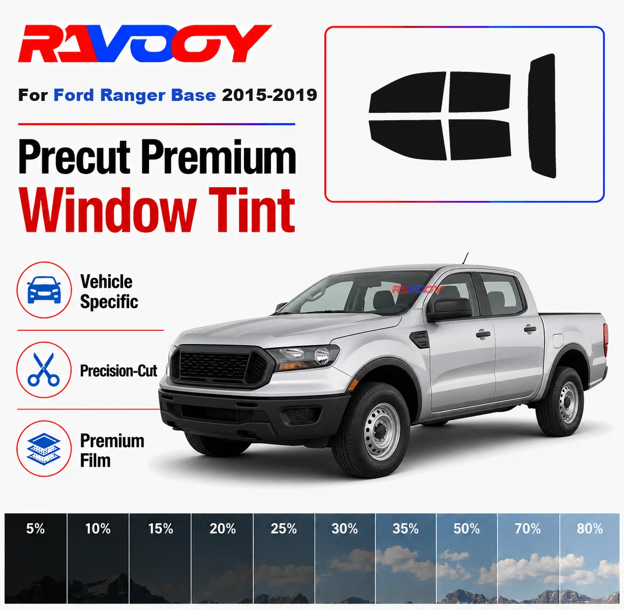 Premium Precut Window Tint Kit Front Rear Windows Rear Windshield For Ford Ranger Base 2015-2019 Complete Set Nano Ceramic Film
Premium Precut Window Tint Kit Front Rear Windows Rear Windshield For Ford Ranger Base 2015-2019 Complete Set Nano Ceramic Film