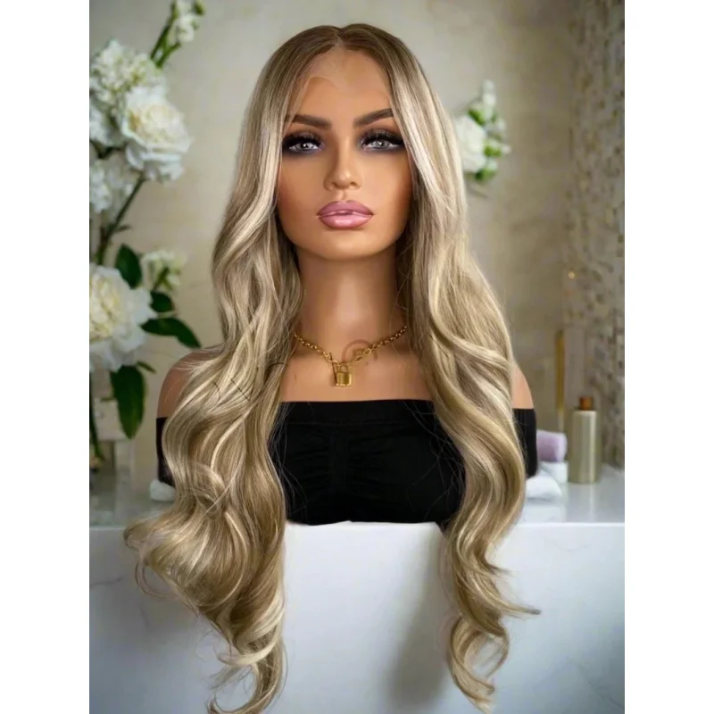 Luxury Ombre Wig Honey Blonde Lace Front Wig High Quality Synthetic Wigs Body wave Pre plucked Hairline
Luxury Ombre Wig Honey Blonde Lace Front Wig High Quality Synthetic Wigs Body wave Pre plucked Hairline