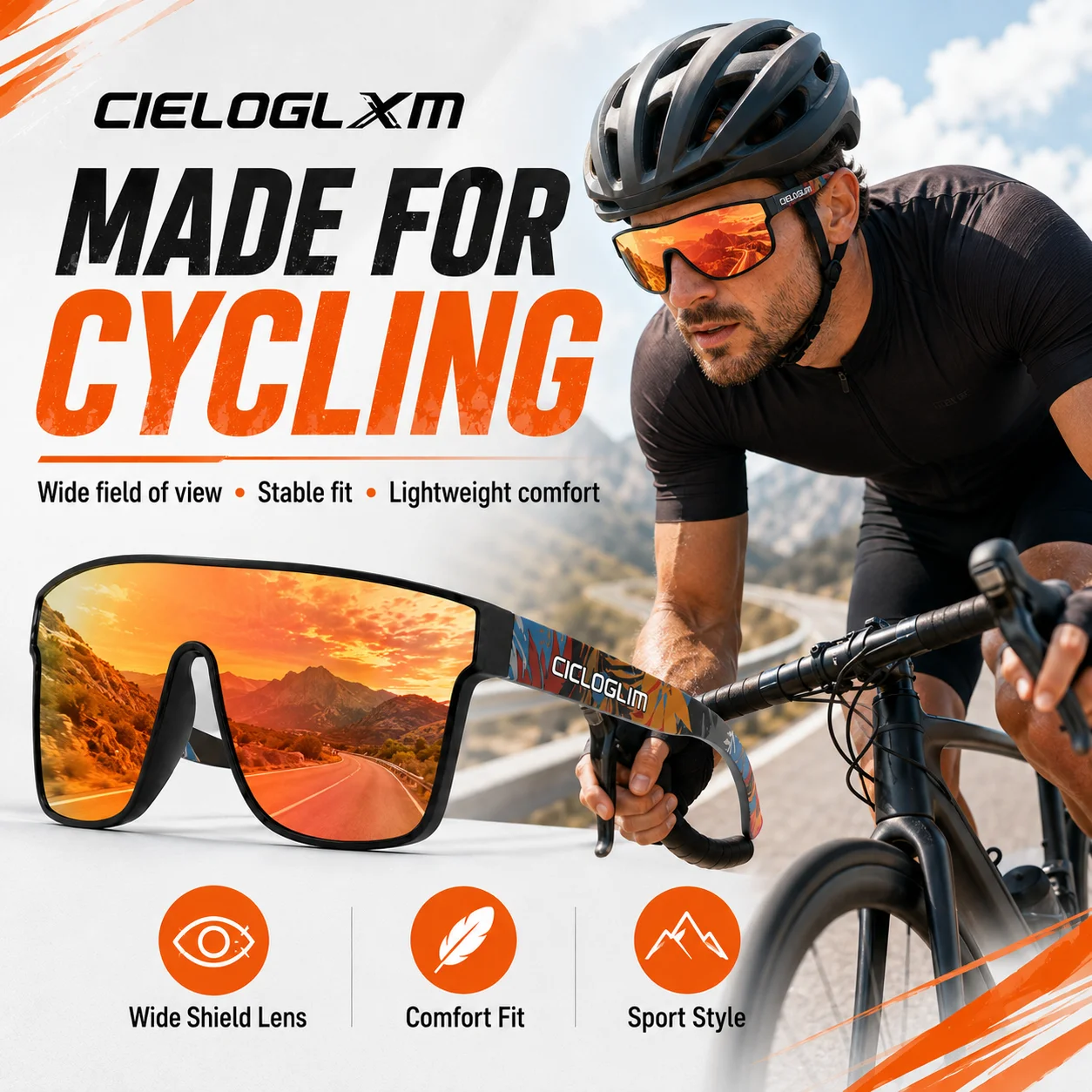 CIELOGLIM Bike Sunglasses UV400 Windproof Cycling Glasses for Outdoor Sports Trekking Hiking Climbing Eyewear
CIELOGLIM Bike Sunglasses UV400 Windproof Cycling Glasses for Outdoor Sports Trekking Hiking Climbing Eyewear