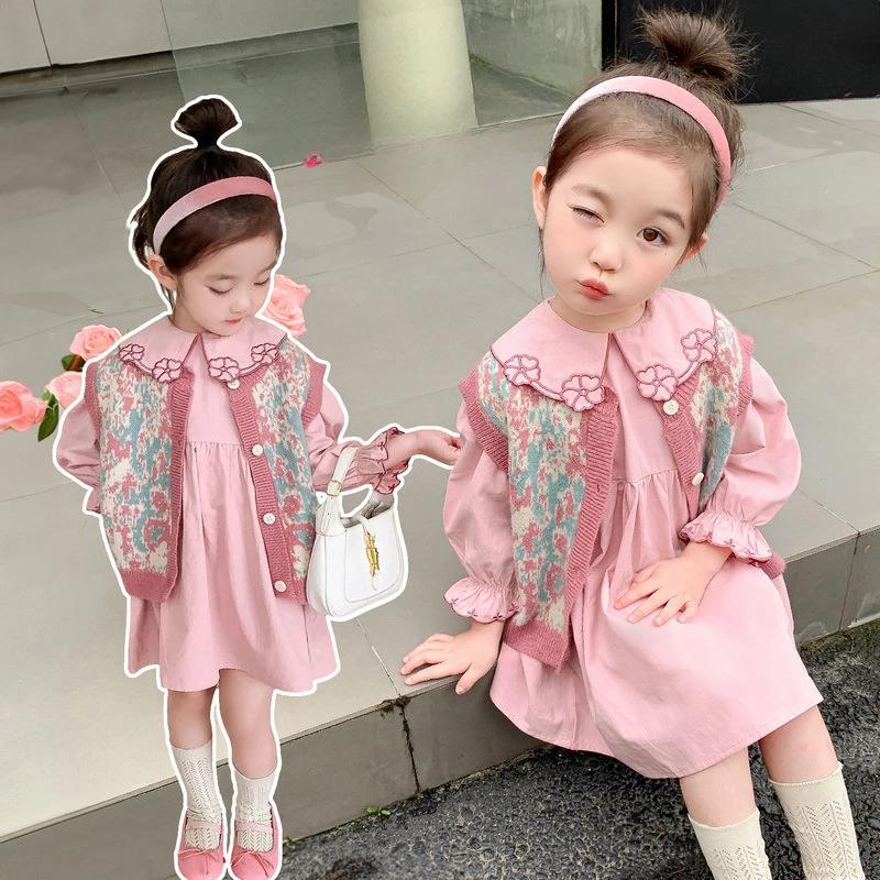 Girls Set Sweater Vest Dress Set for Spring, New Stylish Two-piece Set for Children Shirt Dress Floral Pattern
Girls Set Sweater Vest Dress Set for Spring, New Stylish Two-piece Set for Children Shirt Dress Floral Pattern