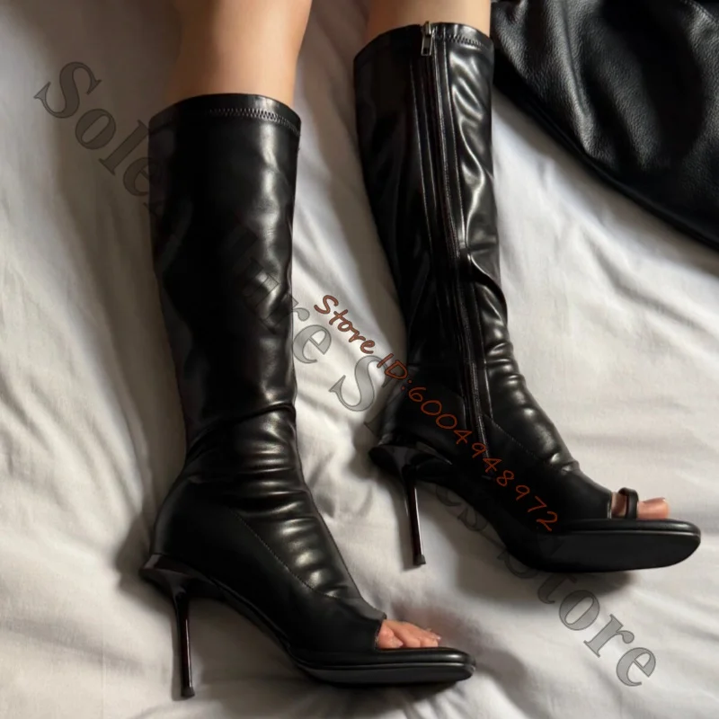 Stretchy PU Open Toe Knee High Boots Split Toe Platform Thin Stiletto Side Zipper Booties Cool Street Y2K Women Fashion Footwear
Stretchy PU Open Toe Knee High Boots Split Toe Platform Thin Stiletto Side Zipper Booties Cool Street Y2K Women Fashion Footwear