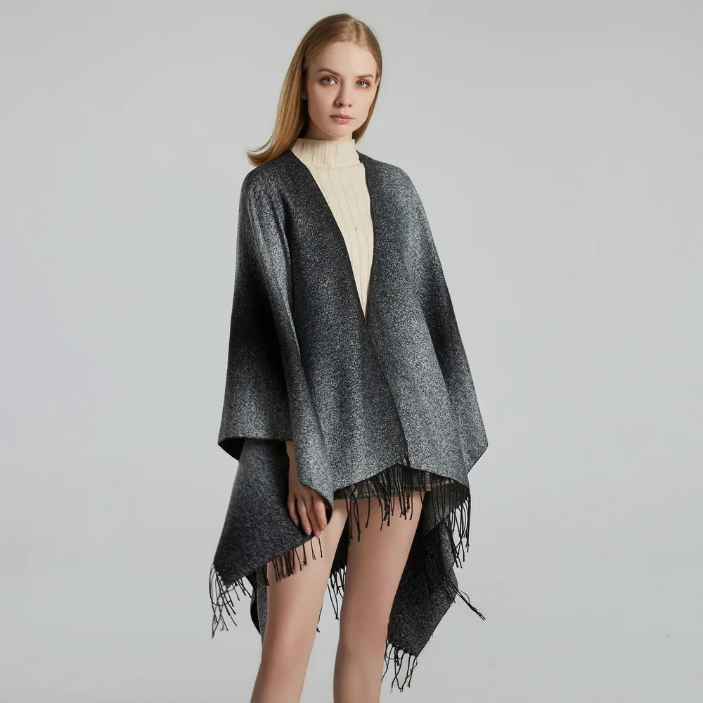 2024 Autumn Winter New Solid Color Gradient Tassel Imitation Cashmere Warm Women Shawl Scarf Lady Poncho Capes Gray
2024 Autumn Winter New Solid Color Gradient Tassel Imitation Cashmere Warm Women Shawl Scarf Lady Poncho Capes Gray