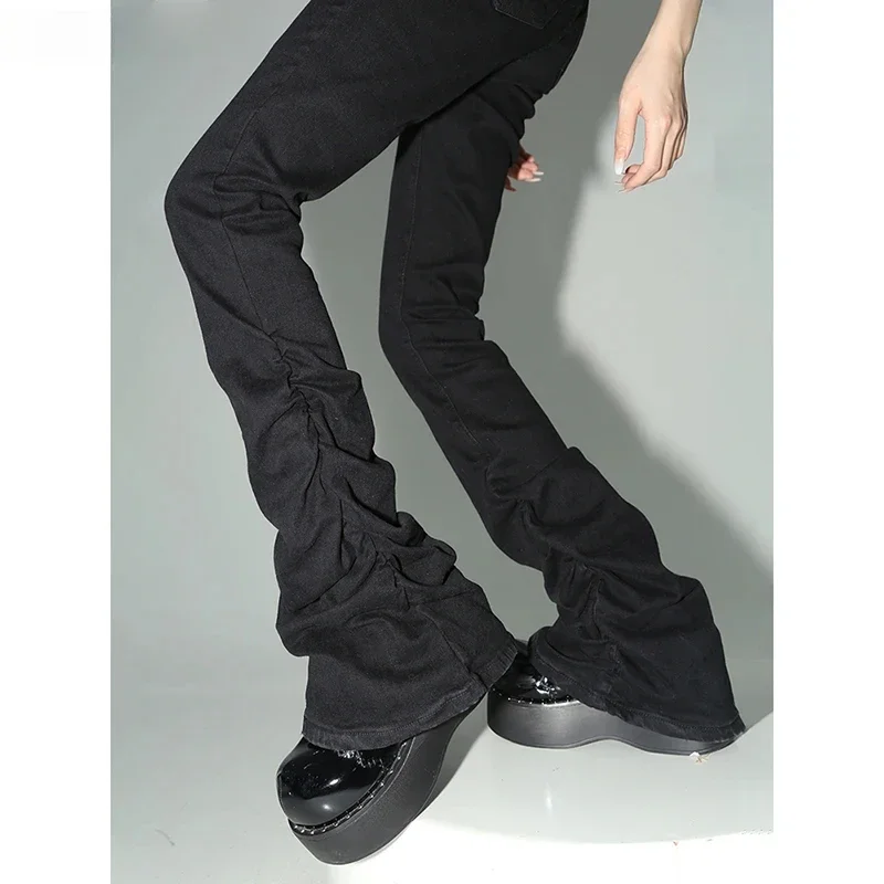 2025 Black Ruched Flare Jeans Women Solid Stretch Bootcut Stacked Pants High Rise Trousers Harajuku Goth Grunge Y2k Clothes
2025 Black Ruched Flare Jeans Women Solid Stretch Bootcut Stacked Pants High Rise Trousers Harajuku Goth Grunge Y2k Clothes