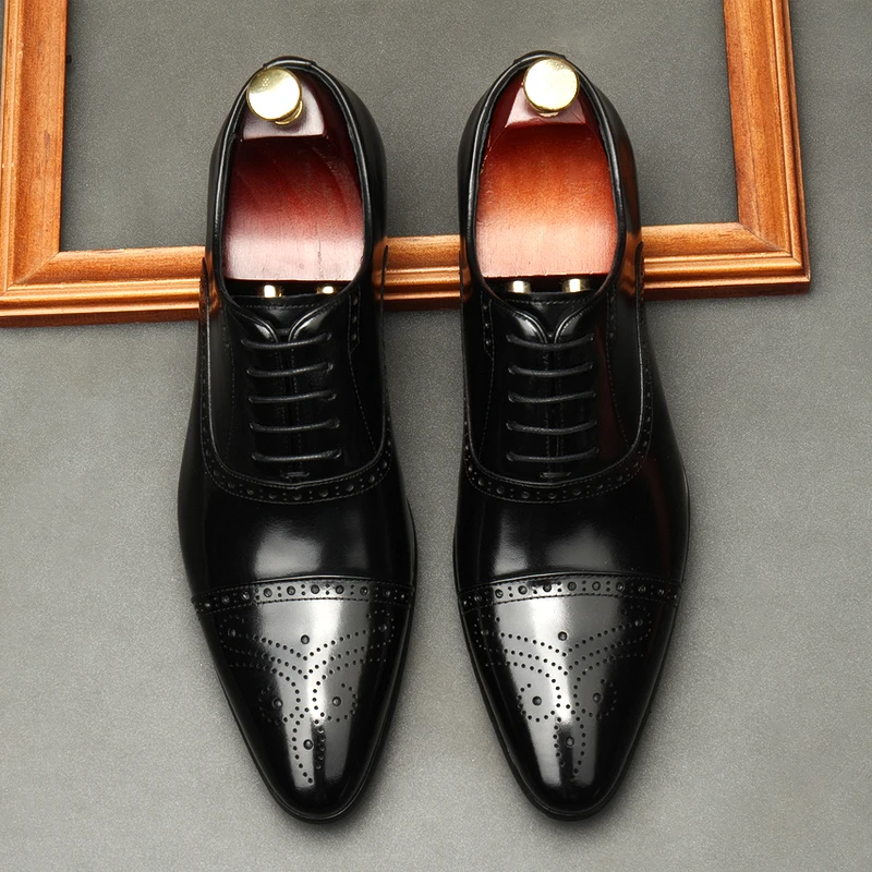 Formal Italian Design Shoes For Men Pointed Toe Lace Up Business Wedding Shoes Genuine Leather Black Cap Toe Oxford Dress Shoe
Formal Italian Design Shoes For Men Pointed Toe Lace Up Business Wedding Shoes Genuine Leather Black Cap Toe Oxford Dress Shoe