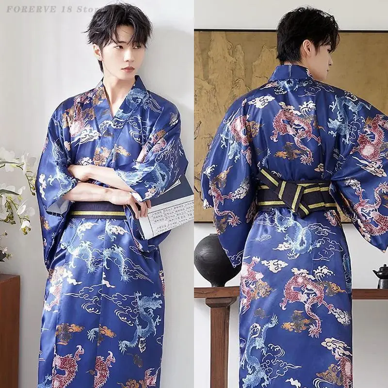 Japanese Traditional Kimono Cardigan Men's Formal Long Gown Bath Robe Yukata Samurai Cosplay Clothing Printed Kimonos with Belt
Japanese Traditional Kimono Cardigan Men's Formal Long Gown Bath Robe Yukata Samurai Cosplay Clothing Printed Kimonos with Belt