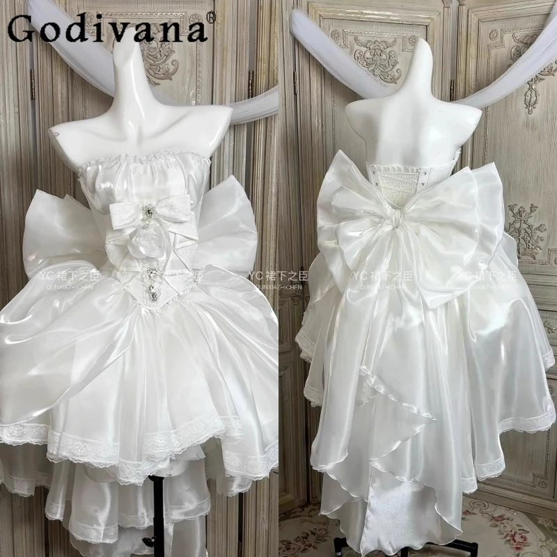 Sweet Princess White Elegant Lolita Tube Top Dress Summer Women's Sweet Slim Cute Bow Trailing Off-the-shoulder Evening Dress
Sweet Princess White Elegant Lolita Tube Top Dress Summer Women's Sweet Slim Cute Bow Trailing Off-the-shoulder Evening Dress