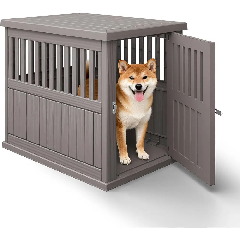 30-Inch Heavy-Duty Dog Crate, Lockable Indoor/Outdoor Kennel, and End Table, Decorative Plastic Pet Cage for Small Dogs (Grey)
30-Inch Heavy-Duty Dog Crate, Lockable Indoor/Outdoor Kennel, and End Table, Decorative Plastic Pet Cage for Small Dogs (Grey)