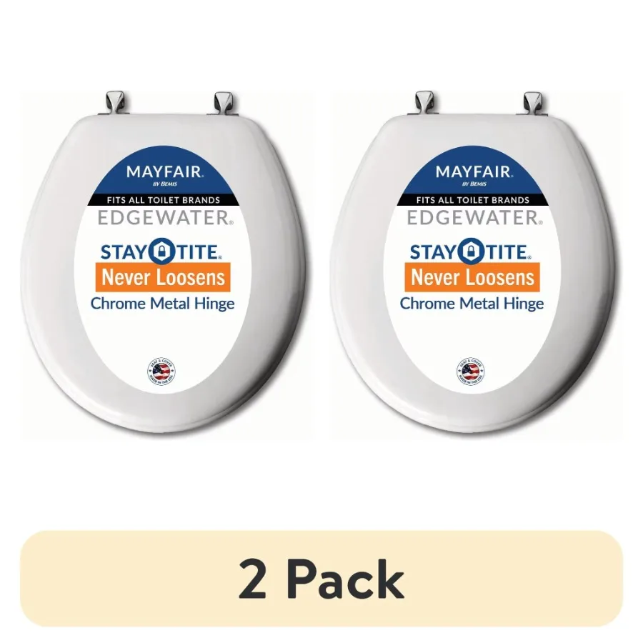 2 pack Edgewater® Round Enameled Wood Toilet Seat in White Never Loosens Chrome Metal Hinge
2 pack Edgewater® Round Enameled Wood Toilet Seat in White Never Loosens Chrome Metal Hinge