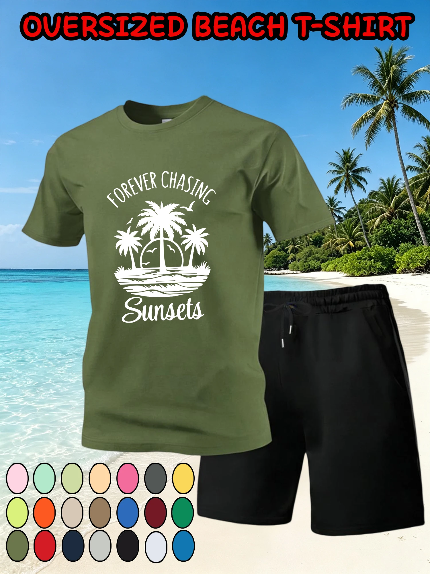 Forever Chasing Sunsets Print T-Shirt Set Men Summer Cotton T Shirt Wide-Leg Drawstring Shorts All-Match Pocket Black Pant
Forever Chasing Sunsets Print T-Shirt Set Men Summer Cotton T Shirt Wide-Leg Drawstring Shorts All-Match Pocket Black Pant