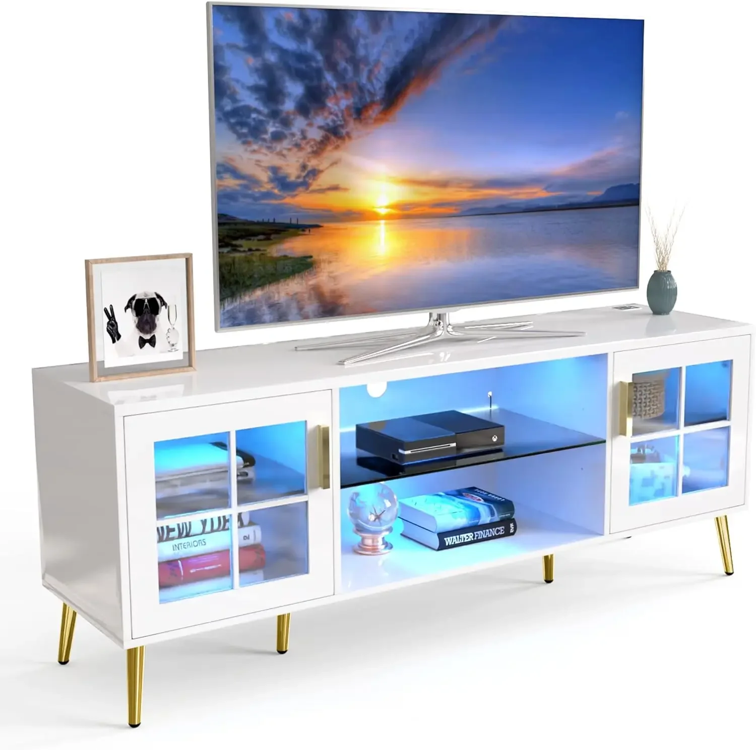 Modern LED TV Stand with Storage, Entertainment Center Cabinet for Living Room, Media Console wi/ 24 Color Lighting,White/Black
Modern LED TV Stand with Storage, Entertainment Center Cabinet for Living Room, Media Console wi/ 24 Color Lighting,White/Black