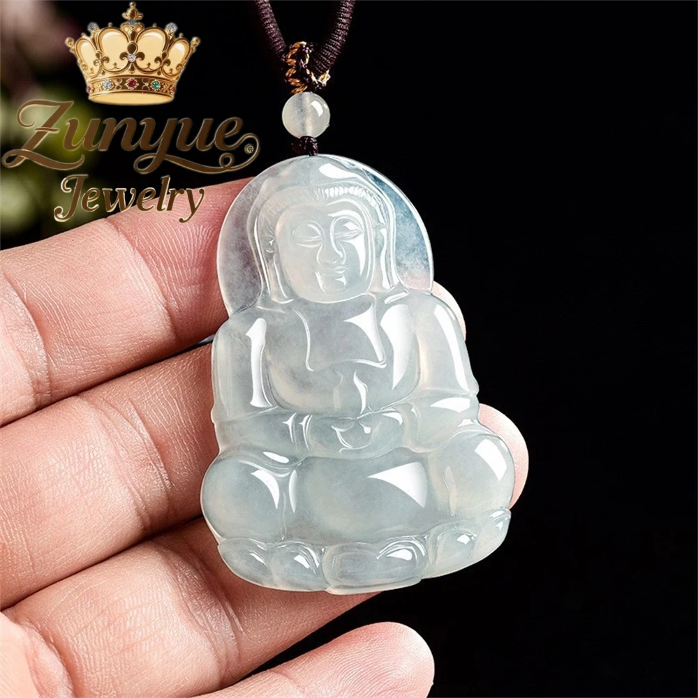Genuine Natural A Grade Burmese Ice Jadeite Guanyin Pendant Hand-Carved Buddha Statue Necklace Fine Jade Jewelry Men Women Gift
Genuine Natural A Grade Burmese Ice Jadeite Guanyin Pendant Hand-Carved Buddha Statue Necklace Fine Jade Jewelry Men Women Gift