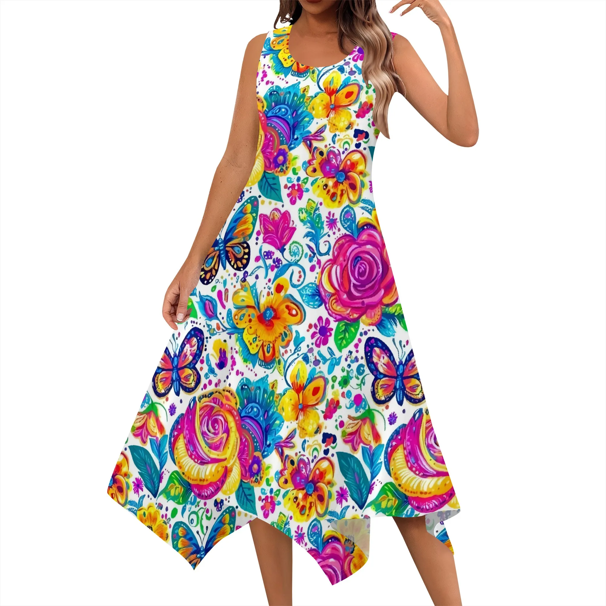 Women Casual Loose Boho Dresses Crewneck Short Sleeve Bright Paisley Floral Pattern Dress Hankerchief Hem Midi Beach Dress
Women Casual Loose Boho Dresses Crewneck Short Sleeve Bright Paisley Floral Pattern Dress Hankerchief Hem Midi Beach Dress