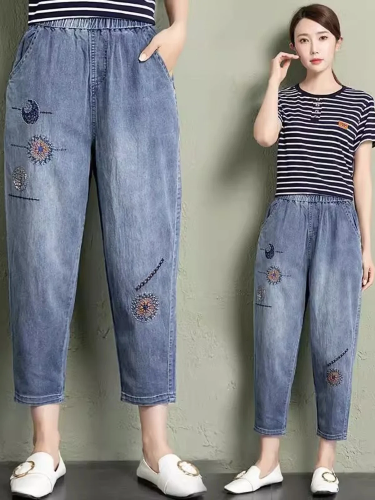 Женские свободные джинсовые брюки-шаровары с высокой талией, с вышивкой, укороченные, больших размеров, осенне-зимние, новые, в стиле Харадзюку
Женские свободные джинсовые брюки-шаровары с высокой талией, с вышивкой, укороченные, больших размеров, осенне-зимние, новые, в стиле Харадзюку