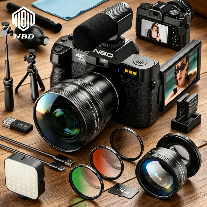 NBD Professional Digital Camera 4K&48MP Photography Vlogging Camera for YouTube Filter kit with Microphone App Control 3-Color Tripod Grip Birthday Gifts for Students
NBD Professional Digital Camera 4K&48MP Photography Vlogging Camera for YouTube Filter kit with Microphone App Control 3-Color Tripod Grip Birthday Gifts for Students