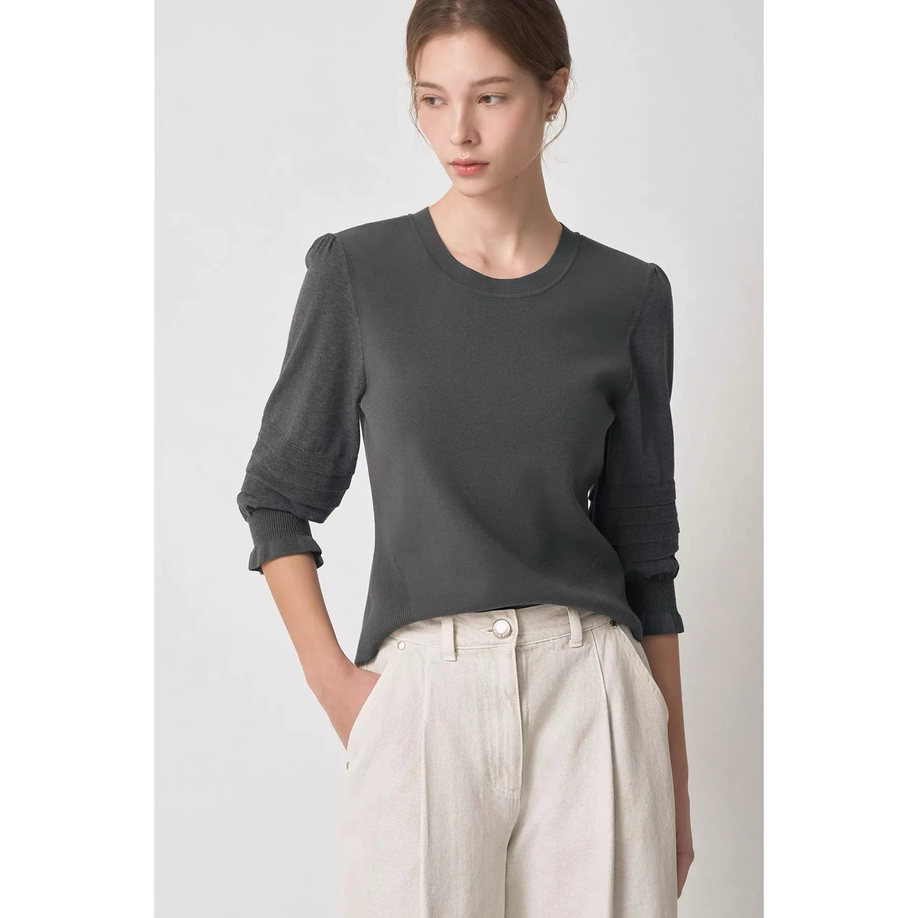 NingYao MIN26 Spring Simple Clean round Neck Cake Sleeve Slim Short Sleeve Knitted Shirt Women's Commute Style Regular Fit Kn...
NingYao MIN26 Spring Simple Clean round Neck Cake Sleeve Slim Short Sleeve Knitted Shirt Women's Commute Style Regular Fit Kn...