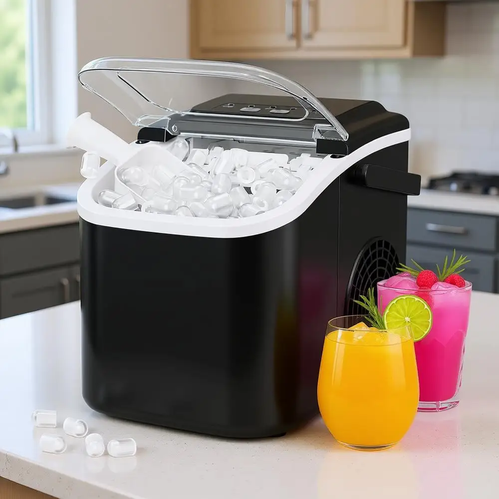 Портативный льдогенератор для столешницы, 8 кубиков за 6 минут, 12 кг/день, с 2 размерами кубиков, самоочистка, ручка для переноски, для дома/кухни
Портативный льдогенератор для столешницы, 8 кубиков за 6 минут, 12 кг/день, с 2 размерами кубиков, самоочистка, ручка для переноски, для дома/кухни