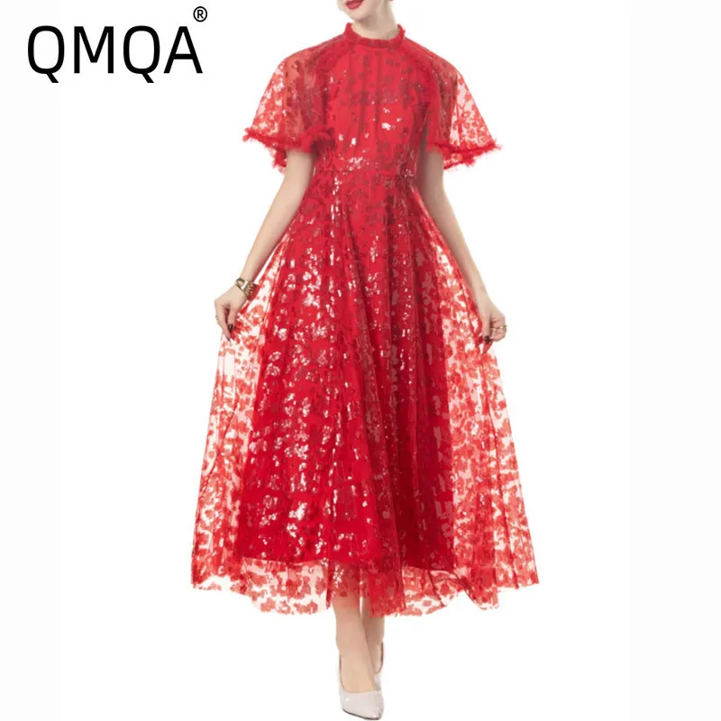 QMQA Fashion Women's Elegant Dresses Sequin Spliced Lace Collar Cape Sleeve Long Red Dress 2025 Female New Clothing 1A854
QMQA Fashion Women's Elegant Dresses Sequin Spliced Lace Collar Cape Sleeve Long Red Dress 2025 Female New Clothing 1A854