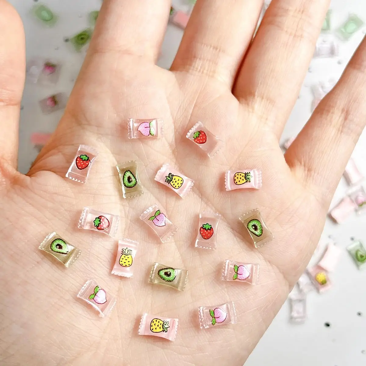 Random Mixed 3D Resin Cute Fruit Candy Out Packing Nail Art Decoration Strawberry Kiwi Peach Pattern Nail Charms for DIY Crafts
Random Mixed 3D Resin Cute Fruit Candy Out Packing Nail Art Decoration Strawberry Kiwi Peach Pattern Nail Charms for DIY Crafts