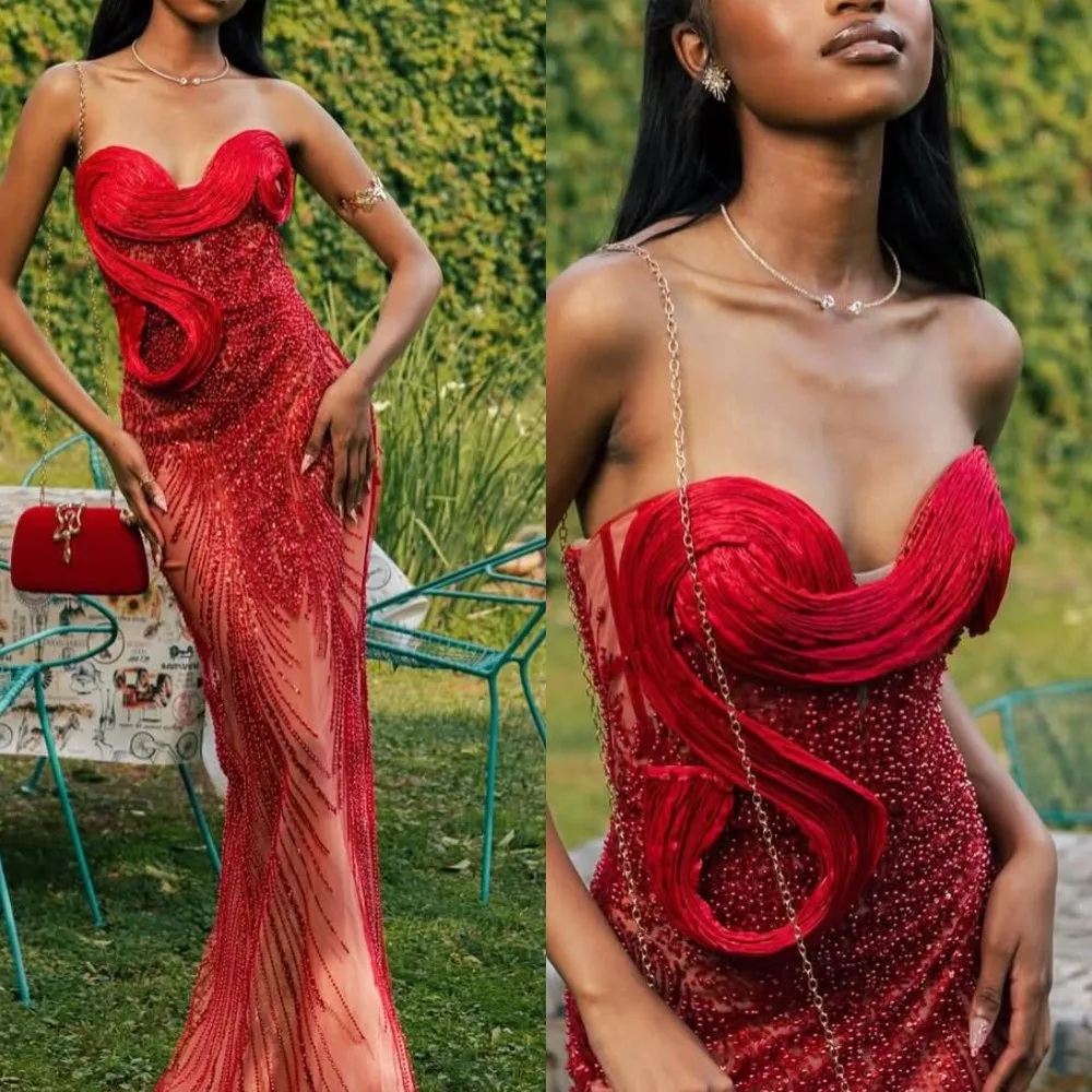 Customized Charming Women's Evening Dresses Red Sexy Sparkling Sweetheart Beading Mermaid Long Bespoke Special Occasion Wear
Customized Charming Women's Evening Dresses Red Sexy Sparkling Sweetheart Beading Mermaid Long Bespoke Special Occasion Wear