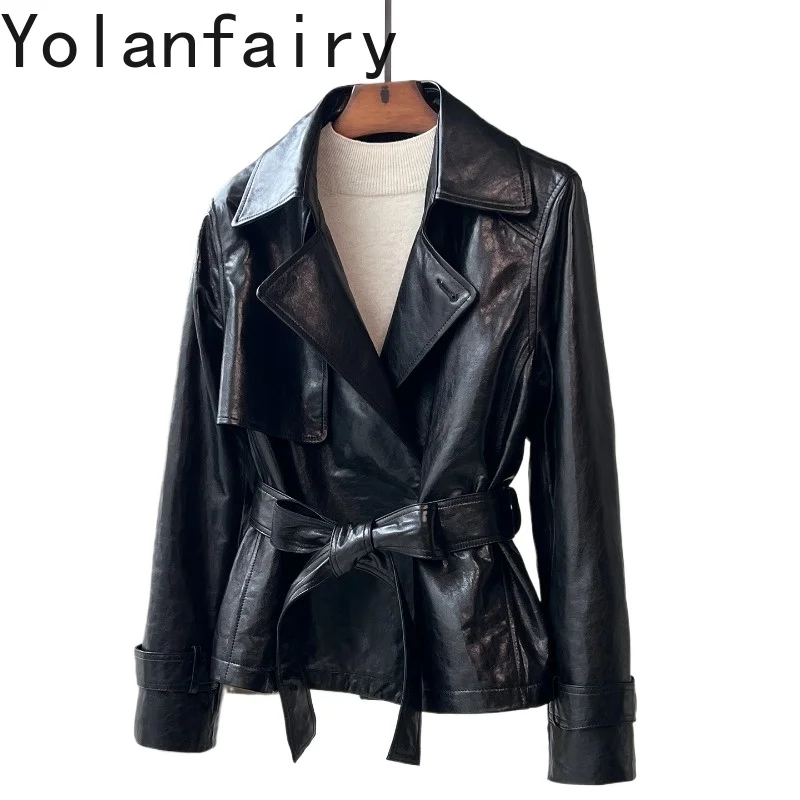 YOLANFAIRY 100% Real Sheepskin Genuine Leather Jacket Women 2026 High Quality Fashion Black Leather Coat Belt Waisted Jackets
YOLANFAIRY 100% Real Sheepskin Genuine Leather Jacket Women 2026 High Quality Fashion Black Leather Coat Belt Waisted Jackets