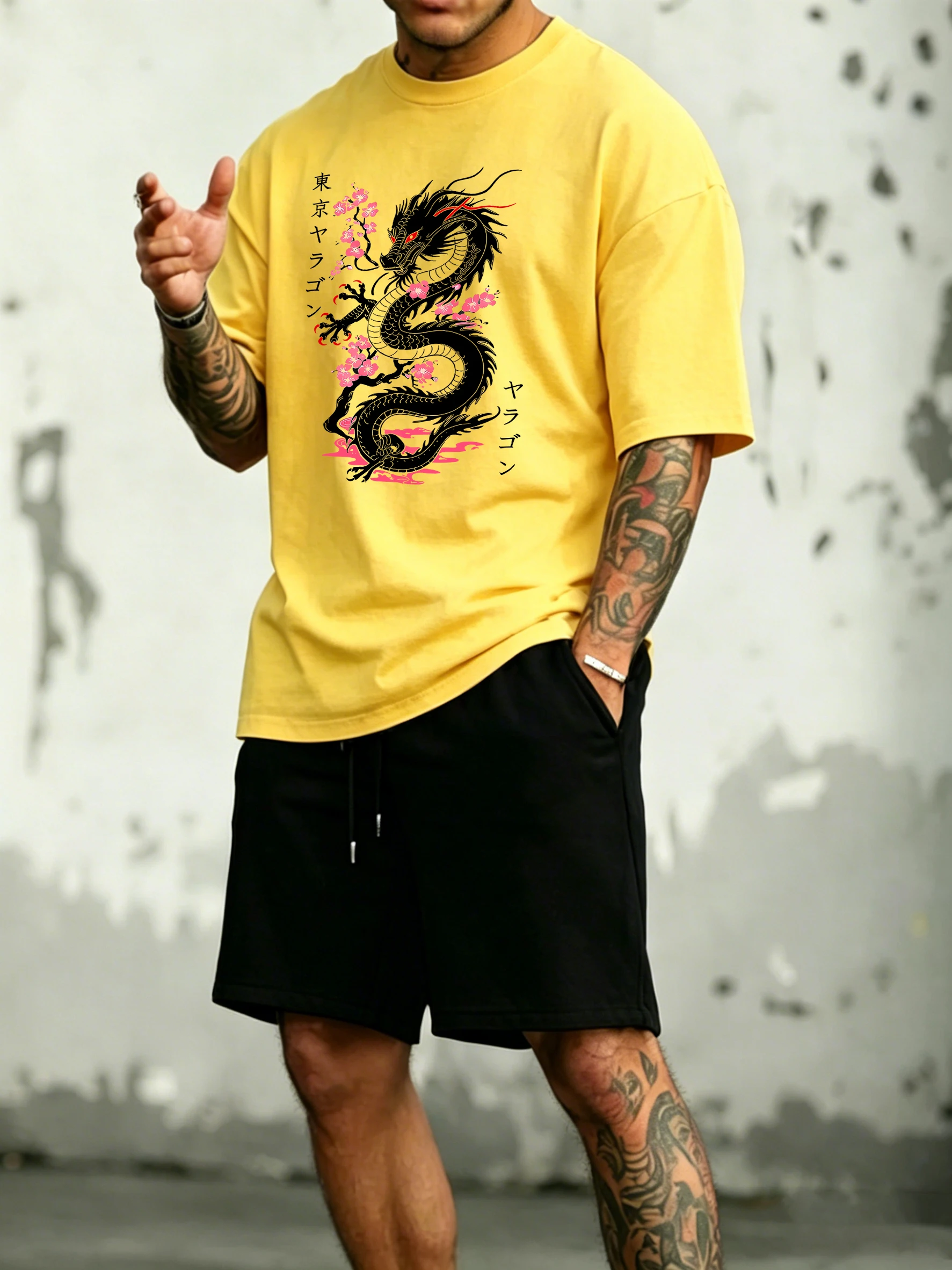 Tokyo Dragon Cherry Blossoms Pattern Cotton Summer Daily Man'S T-Shirt Set Street Gym Tees Simple Oversized Fitness Shorts
Tokyo Dragon Cherry Blossoms Pattern Cotton Summer Daily Man'S T-Shirt Set Street Gym Tees Simple Oversized Fitness Shorts